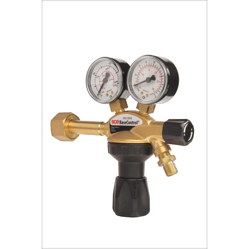 Červený ventil. BASECONTROL CO2 2 manometre