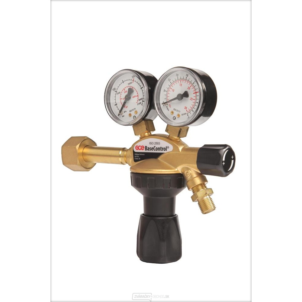 Červený ventil. BASECONTROL CO2 2 manometre