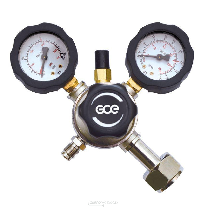 Červený ventil. FIXICONTROL CO2 2 manometre