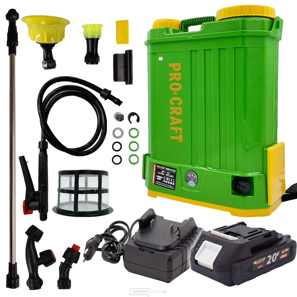 AKU postrekovač Procraft AS20-12 sada s batériou 20V 2Ah a nabíjačkou | SAS20-12/20-2A/20-1