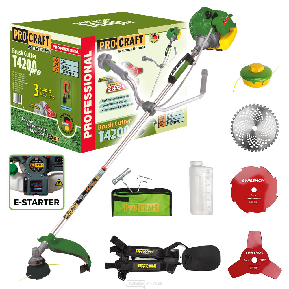 Benzínový krovinorez s elektrickým štartovaním Procraft T4200EL Pro | T4200EL Pro