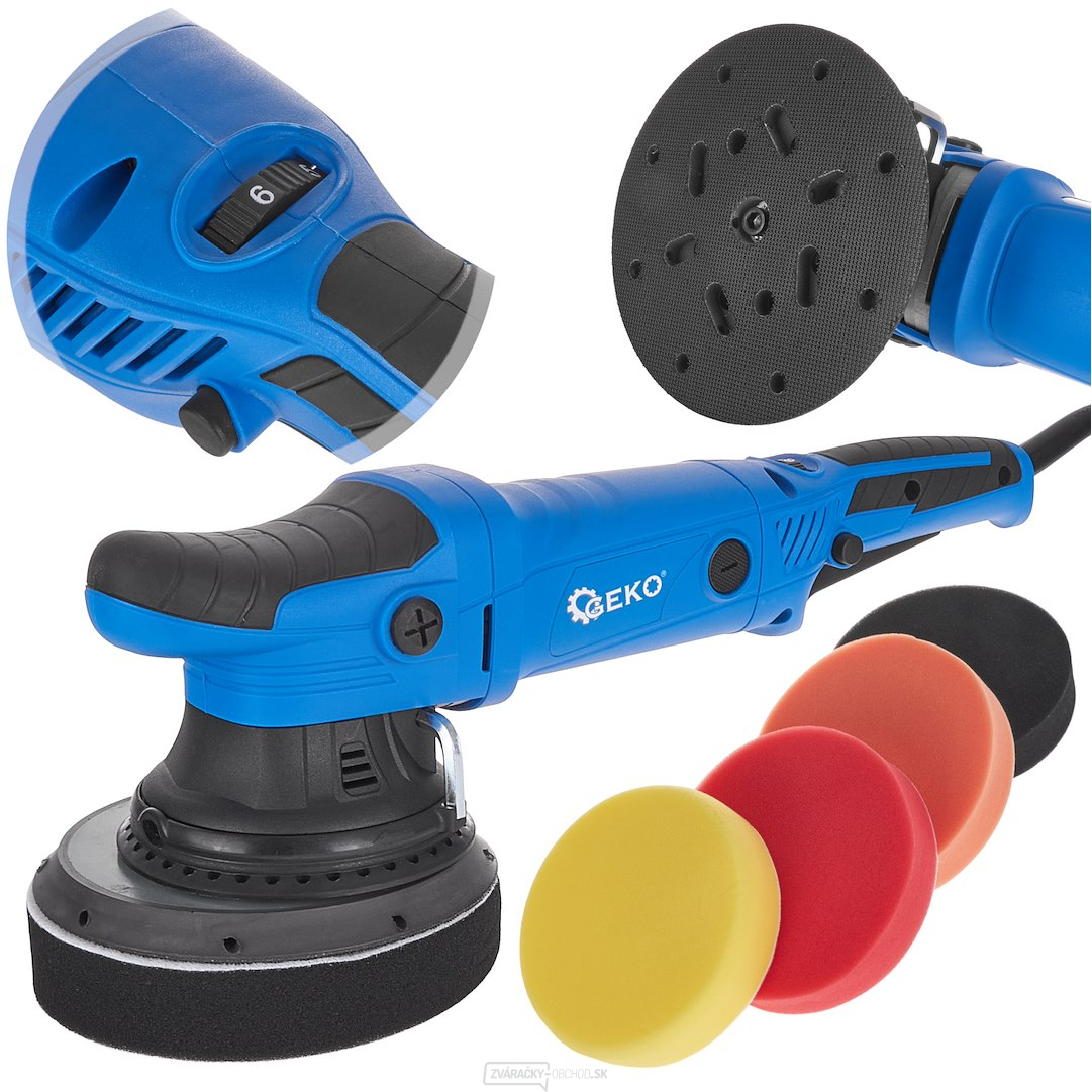 DUAL ACTION leštička na auto s úpravou 150mm GEKO PREMIUM + sada 4 hubiek (4)