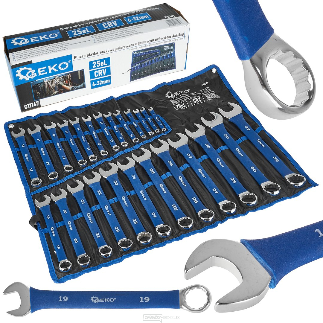 Leštené vidlicové kľúče s gumovou protišmykovou rukoväťou 6-32mm 25 ks. CRV (4)