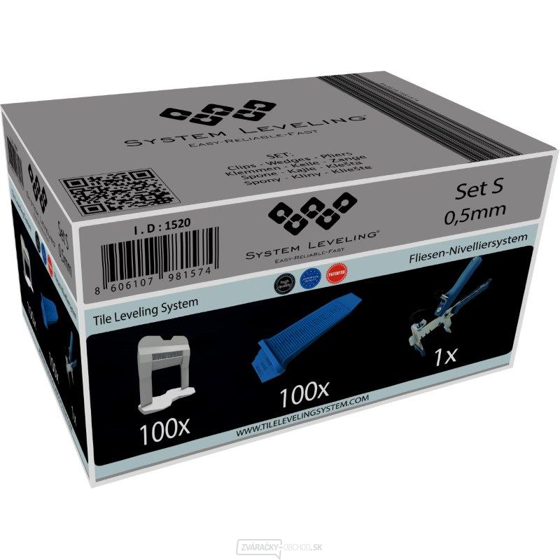 System Leveling - aplikačný SET 100/100/1 - 0,5mm, kartón
