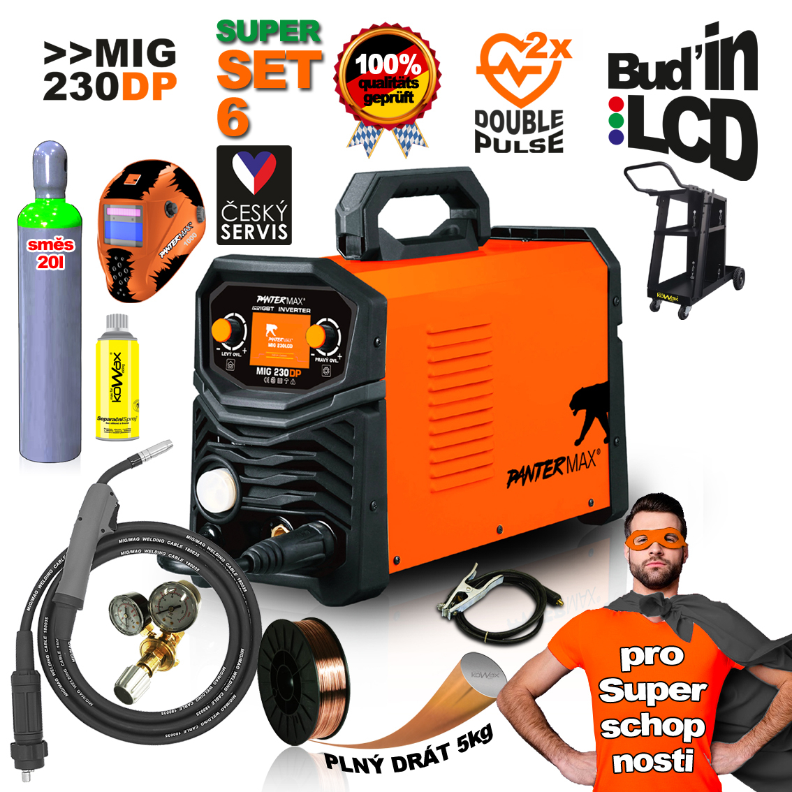 PANTERMAX® MIG230DP invertorová zváračka MIG/TIG/MMA SET6