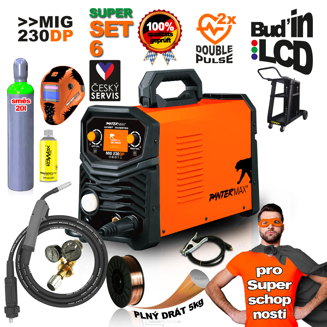 PANTERMAX® MIG230DP invertorová zváračka MIG/TIG/MMA SET6