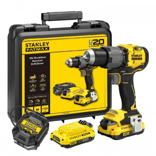Akumulátorová vŕtačka s príklepovým vŕtačom V20 18V 2x2,0Ah Stanley FatMax SFMCD726D2K