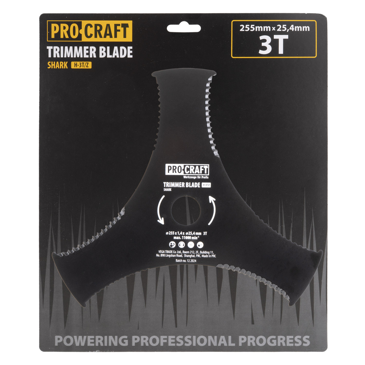 Nôž krovinorezu (D255*25.4) 3T vrúbkovaný PROCRAFT | H-3T/Z H-3T/Z