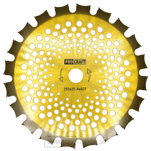 Nôž krovinorezu (kotúč) (D255*25.4) 40Т (obojstranný) (gold) PROCRAFT | gallery main image