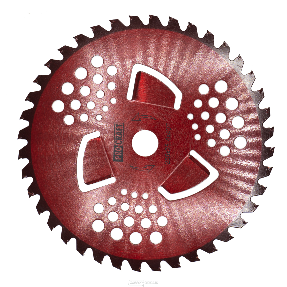 Nôž krovinorezu (kotúč) (D255*25.4) 40T s vnútornými čepeľami pre vysokú trávu (red) PROCRAFT | H/P-3/R