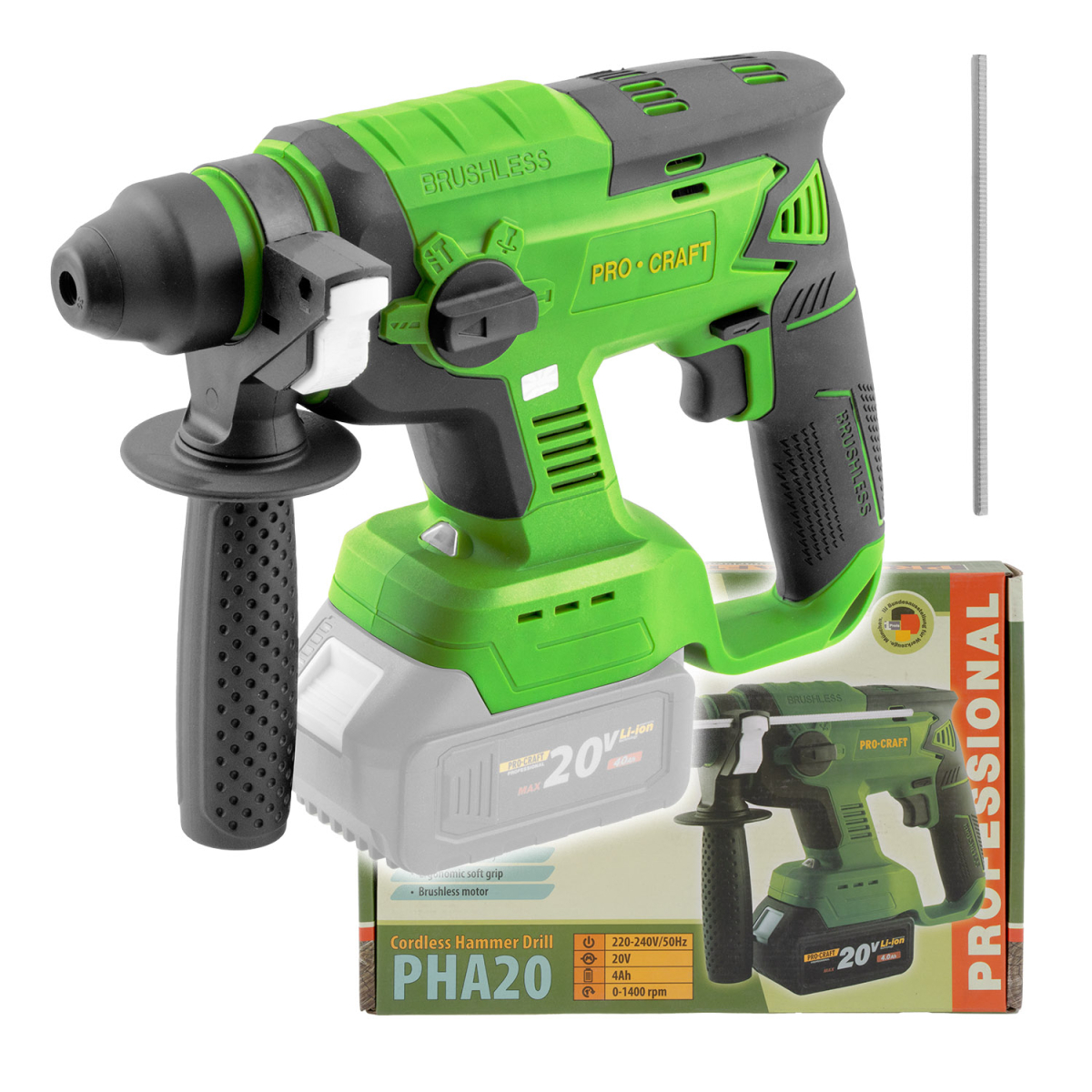Aku vŕtacie kladivo Procraft PHA20 bez akumulátora a nabíjačky | PHA20bb PHA20bb