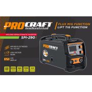 Kombinovaná invertorová zváračka Co Flux - trubičkový drôt, MMA, TIG lift Procraft SPI-290 | SPI-290 náhled