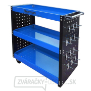 Dielenský vozík 3PA s tromi policami a bočnými stenami - modrý gallery main image