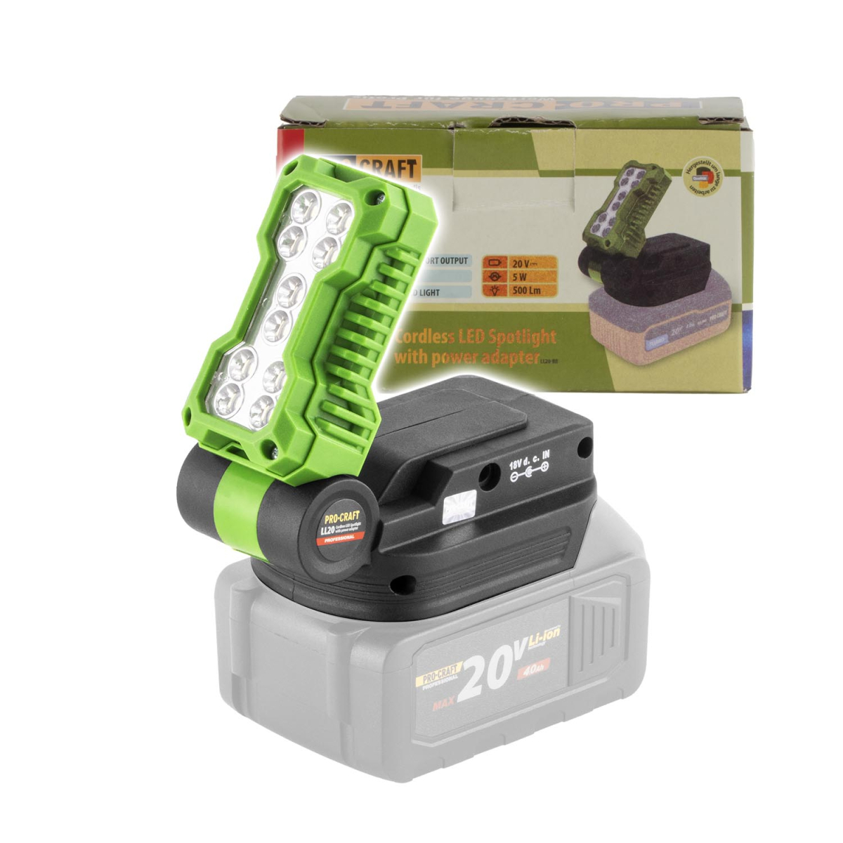 Procraft LED reflektor aku LL20bb (bez akumulátora a nabíjačky) | LL20bb LL20bb