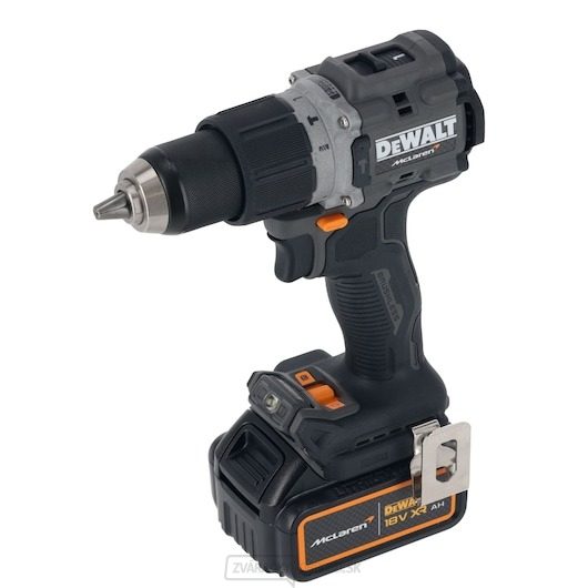 Príklepová vŕtačka DEWALT x McLaren F1 Team 18V XR s bezuhlíkovým motorom - 1 × 4 Ah batéria + nabíjačka