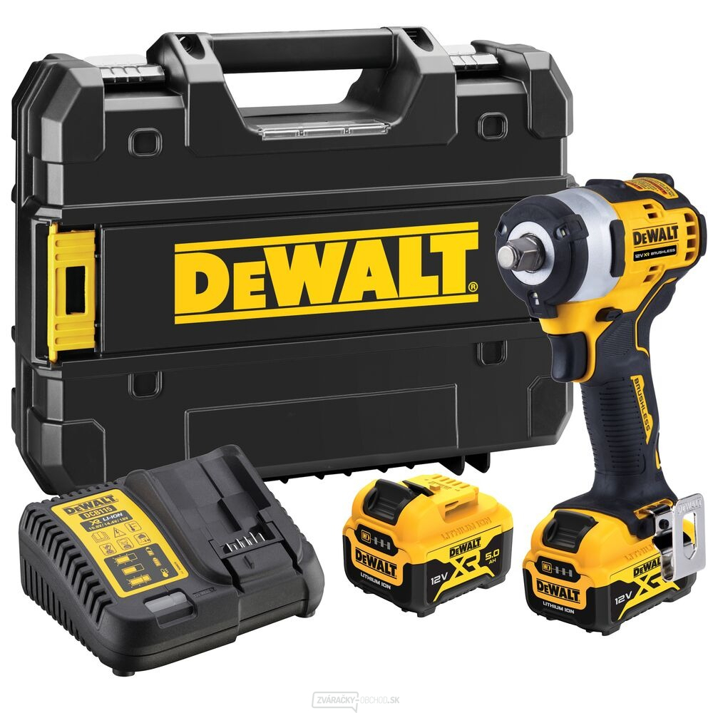 DeWALT DCF901P2 12V Aku rázový uťahovač 2x 5Ah, nabíjačka