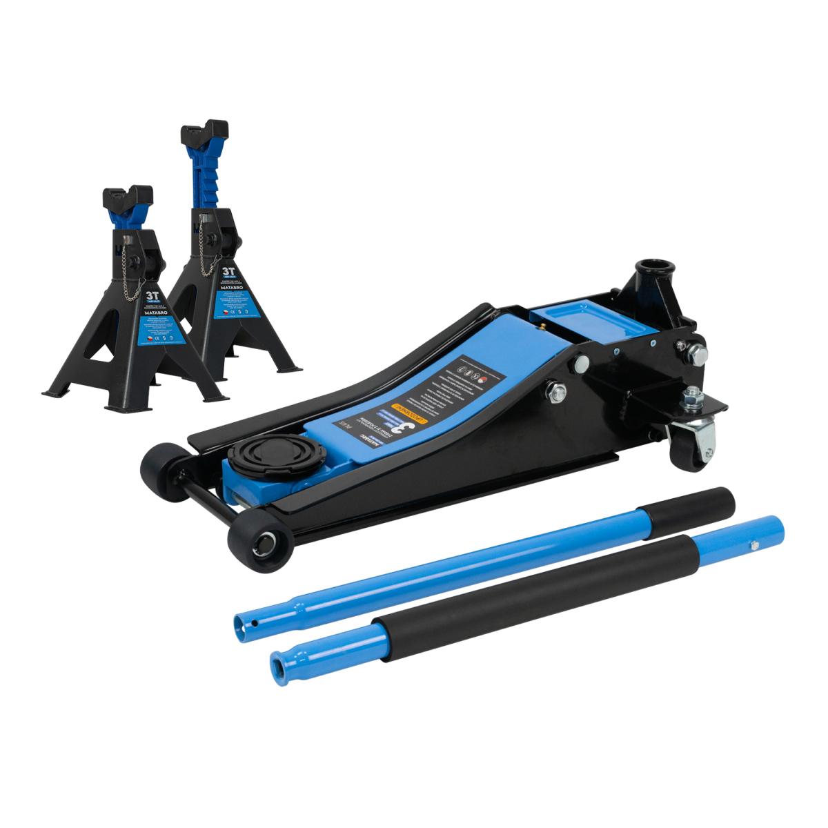Matabro AKČNÝ SET Nízkoprofilový hydraulický zdvihák (hever) 3t MB-LPJB-PLUS s podperami 3t MB-JS3T SET-ZVE25