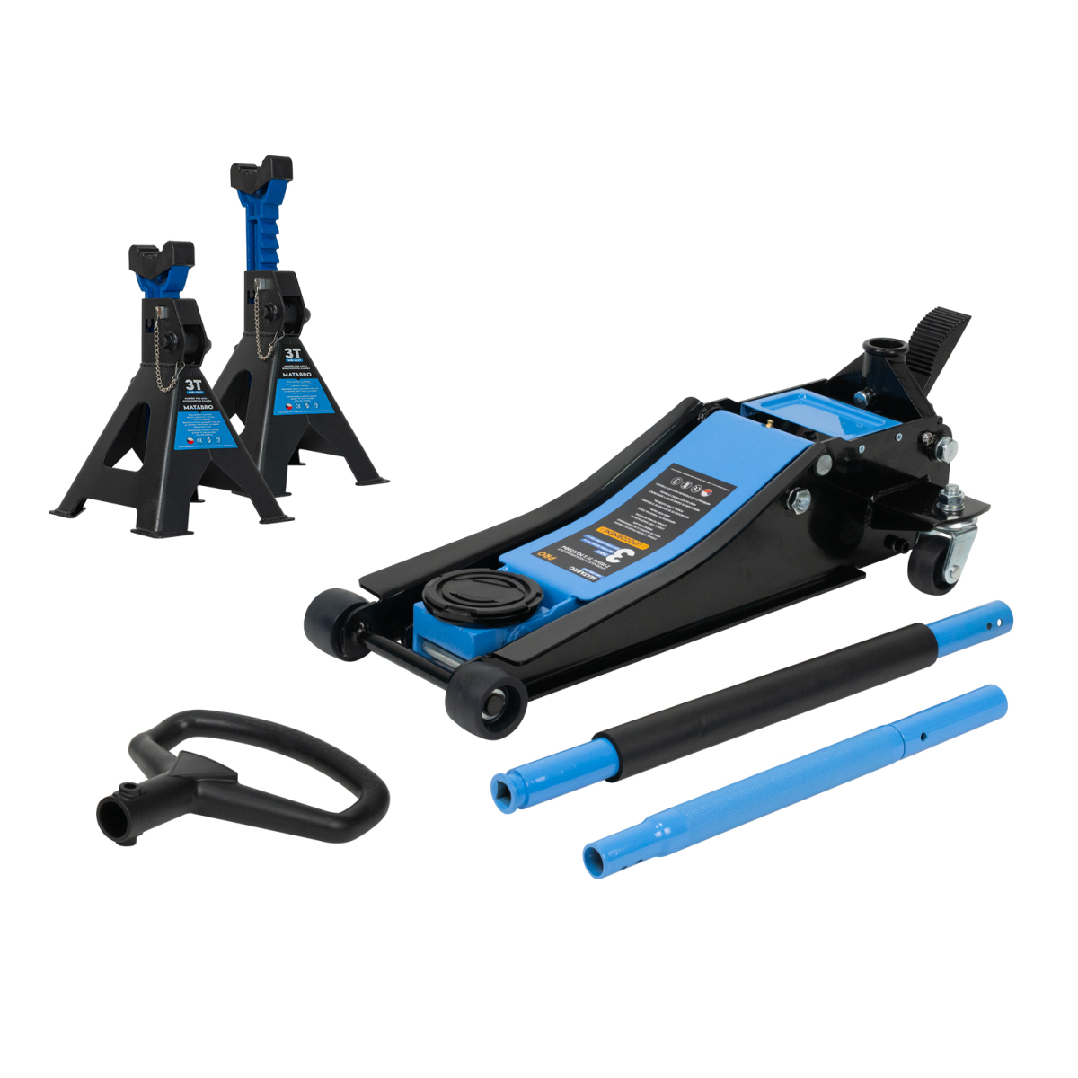 Matabro AKČNÝ SET Nízkoprofilový hydraulický zdvihák (hever) 3t MB-LPJB-PRO s podperami 3t MB-JS3T SET-ZVE26