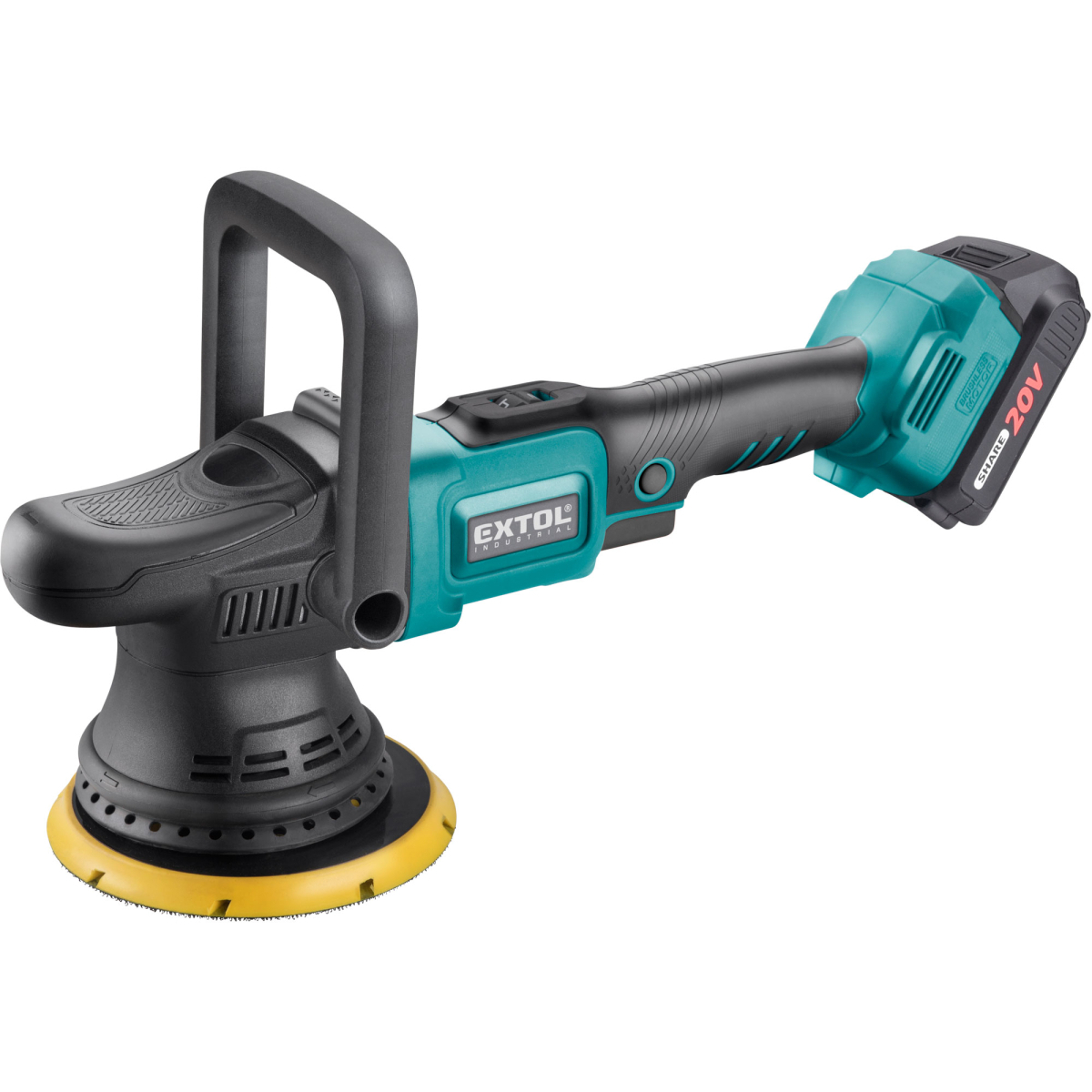 EXTOL INDUSTRIAL leštička orbitálna aku SHARE20V, 150mm, BRUSHLESS, 2Ah 8791844