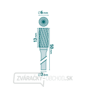 fréza karbidová, valcová s čelným ozubením, ⌀6x13mm, ⌀stopky 3mm, sek stredná (double-cut) Náhľad