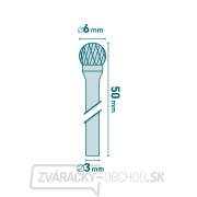 fréza karbidová, guľová, ⌀6mm, ⌀stopky 3mm, sek stredná (double-cut) Náhľad