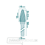 fréza karbidová, okrúhly oblúk, ⌀6x13mm, ⌀stopky 3mm, sek stredná (double-cut) Náhľad