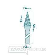 fréza karbidová, kónická-ihlan, ⌀6x13mm, ⌀stopky 3mm, sek stredná (double-cut) Náhľad