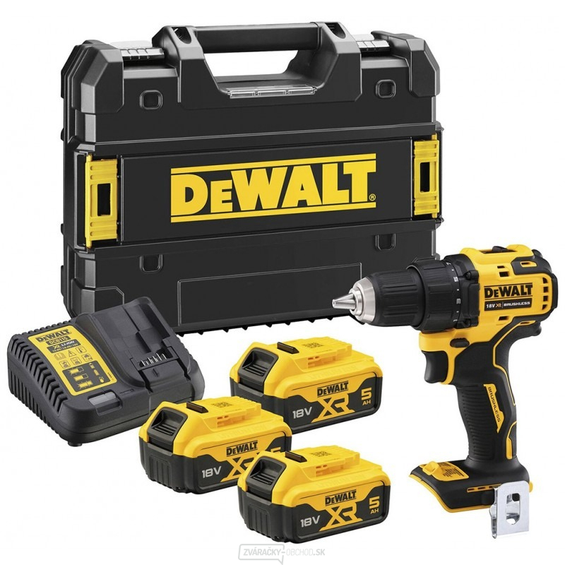 DeWALT DCD708P3T Aku Bezuhlíková vŕtačka 65Nm/18V/3x5Ah batéria+kufor Tstak