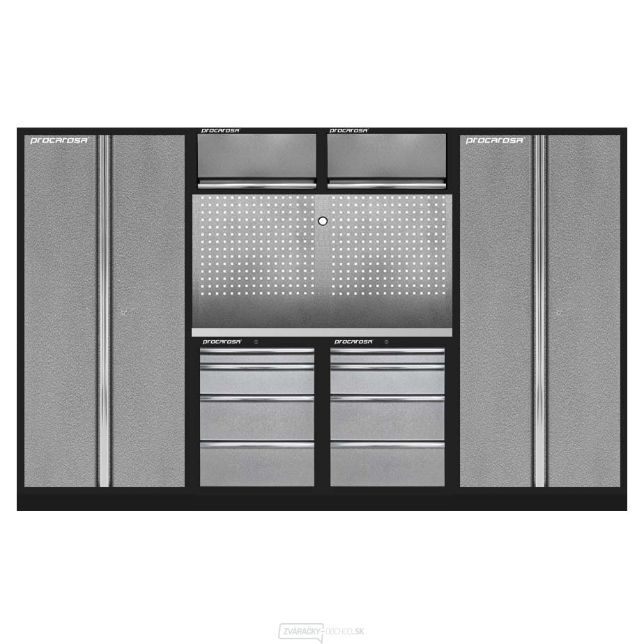 Zostava dielenského nábytku Procarosa PROFI 3604 Pracovná doska: nerezová