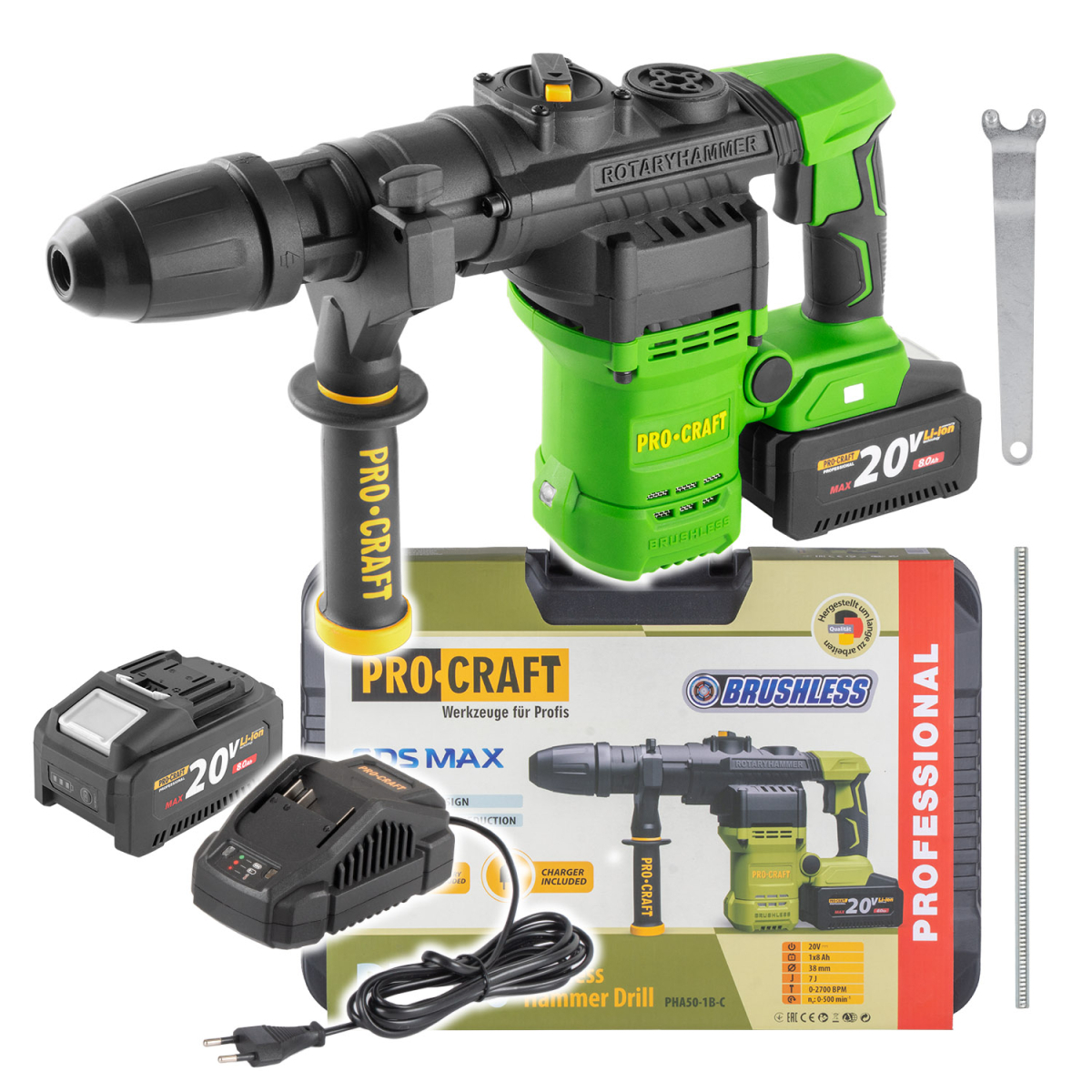 Aku vŕtacie kladivo Procraft PHA50-1b-c SDS MAX | PHA50-1b-c PHA50-1b-c