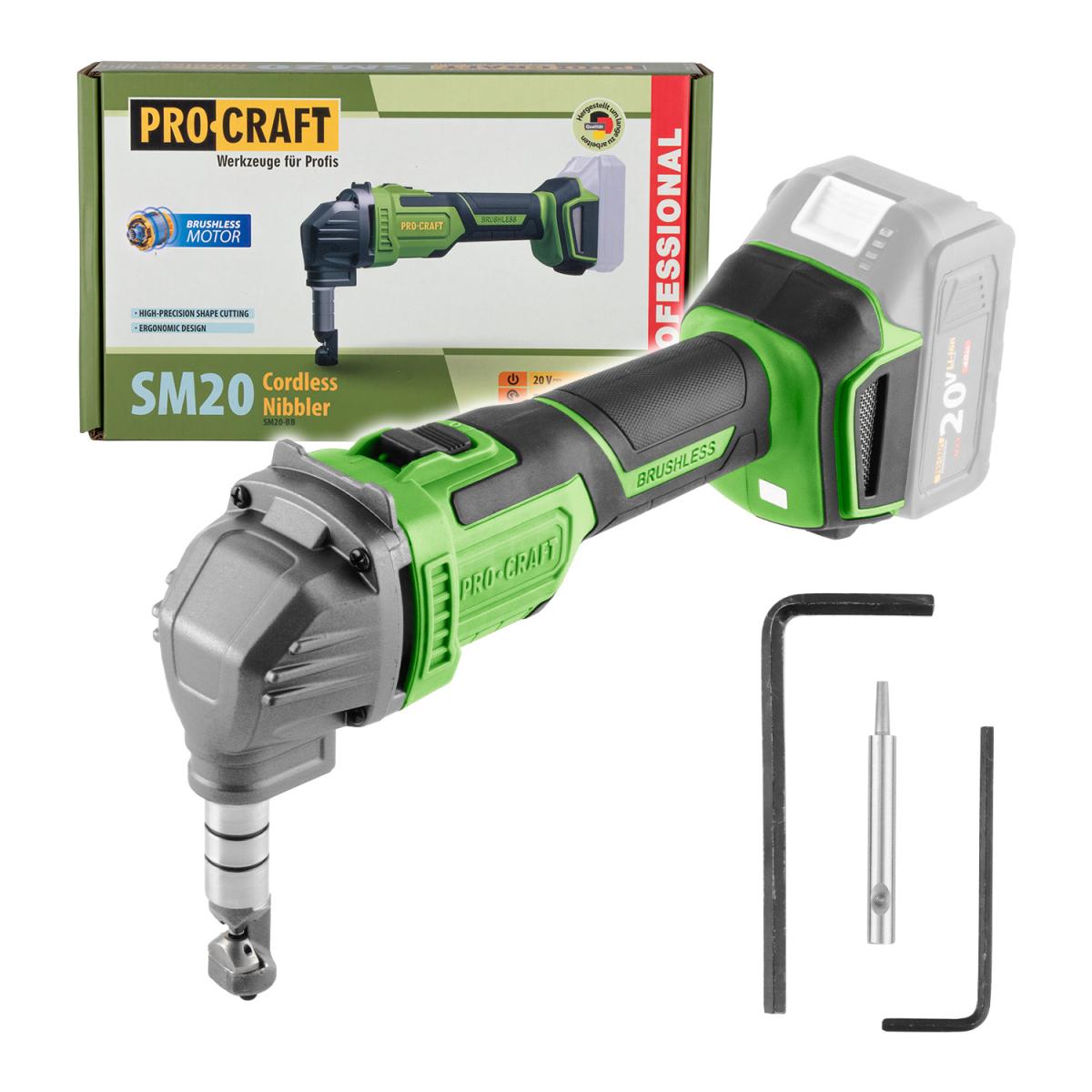 Aku nožnice na plech Procraft SM20 (bez batérie a nabíjačky) | SM20bb SM20bb