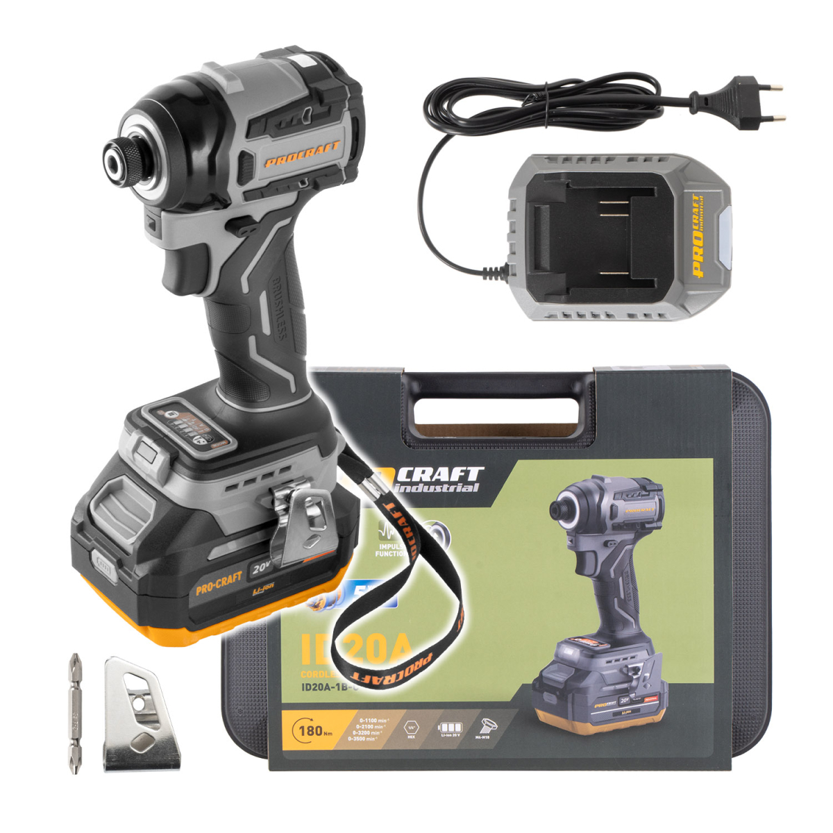 E-shop Aku rázový uťahovák Procraft Industrial ID20A (1 batéria) | ID20A-1b ID20A-1b