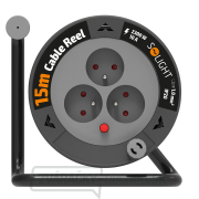 Solight predlžovací prívod na bubne 15m, 3 zásuvky, čierny kábel, 3x 1,0mm2 Náhľad