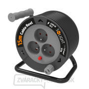 Solight predlžovací prívod na bubne 15m, 3 zásuvky, čierny kábel, 3x 1,0mm2 Solight predlžovací prívod na bubne 15m, 3 zásuvky, čierny kábel, 3x 1,0mm2 gallery main image