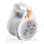 Solight predlžovací prívod na bubne 10m, 3 zásuvky, šedý kábel, 3x 1,0mm2 Solight predlžovací prívod na bubne 10m, 3 zásuvky, šedý kábel, 3x 1,0mm2 gallery main image