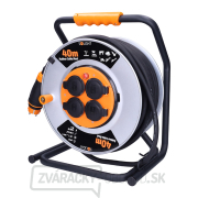 Solight predlžovací prívod - na kovovom bubne, 4 zásuvky, 40m kábel guma-neoprén, 3x 2,5mm2, IP44 Náhľad
