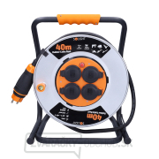 Solight predlžovací prívod - na kovovom bubne, 4 zásuvky, 40m kábel guma-neoprén, 3x 2,5mm2, IP44 Náhľad