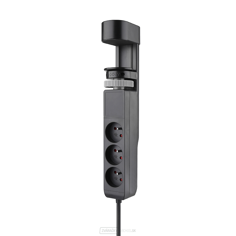 Solight 3z + USB A + C prenosné stolné zásuvky, 2m, čierna, USB rýchlonabíjačka 20W PD