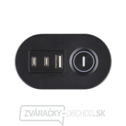 Solight 3z + USB A + C prenosné stolné zásuvky, 2m, čierna, USB rýchlonabíjačka 20W PD náhled