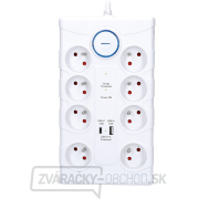 Solight prepäťová ochrana, 8z, USB A + C, 2m, biela Náhľad