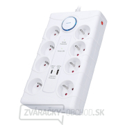 Solight prepäťová ochrana, 8z, USB A + C, 2m, biela Náhľad