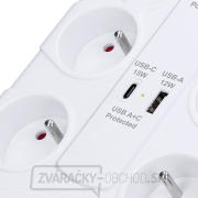 Solight prepäťová ochrana, 8z, USB A + C, 2m, biela náhled