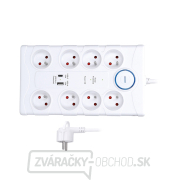 Solight prepäťová ochrana, 8z, USB A + C, 2m, biela gallery main image