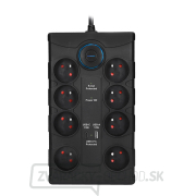 Solight prepäťová ochrana, 8z, USB A + CA, 2m, čierna Náhľad