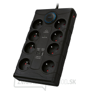 Solight prepäťová ochrana, 8z, USB A + CA, 2m, čierna Náhľad