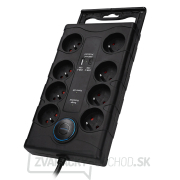 Solight prepäťová ochrana, 8z, USB A + CA, 2m, čierna náhled