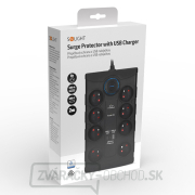 Solight prepäťová ochrana, 8z, USB A + CA, 2m, čierna náhled