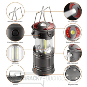 Solight LED nabíjacie kempingové svietidlo s lampášom, 200lm, šedá Náhľad