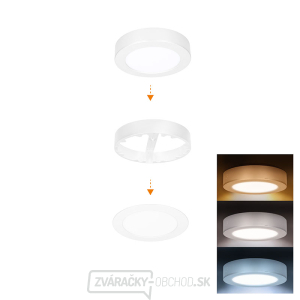 Solight LED mini panel kúpeľňový 2v1, 3CCT, podhľadový/prisadený, 12W, 1020lm, IP54, biela, okrúhly gallery main image