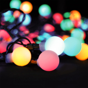 Solight LED 2v1 vonkajšia vianočná reťaz, guľa, diaľkový ovládač, 100LED, RGB+biela, 10m+5m, 8 funkcií, IP44 Náhľad